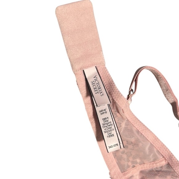 Victoria's Secret Dream Angels Push Up bra dusk pink Lace Plunge Size 34D - Picture 9 of 9